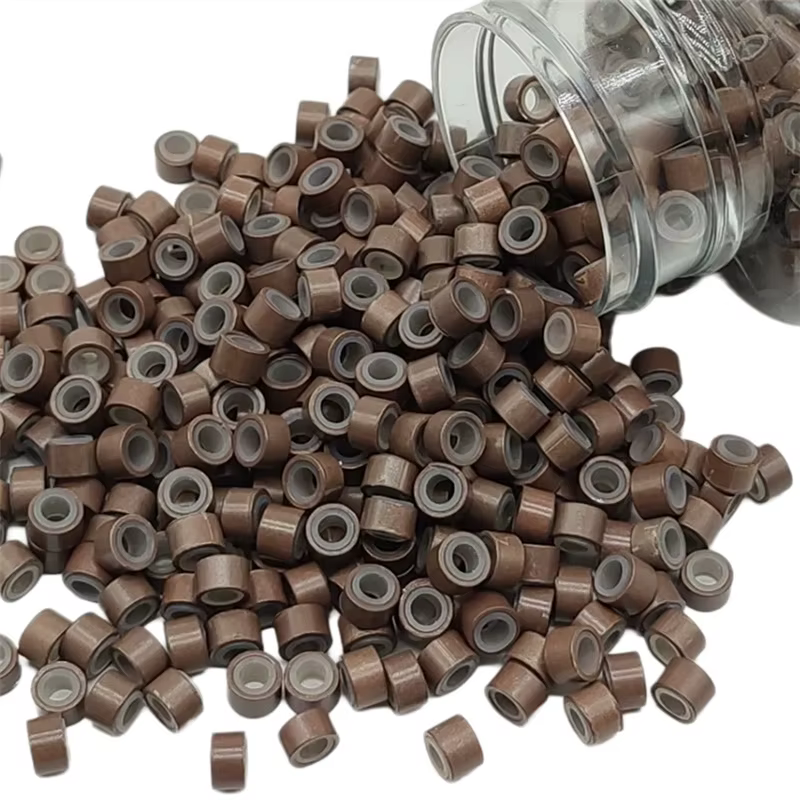 1000 pièces Extensions de cheveux Micro anneaux liens perles 5mm perles doublées de Silicone pour Ex