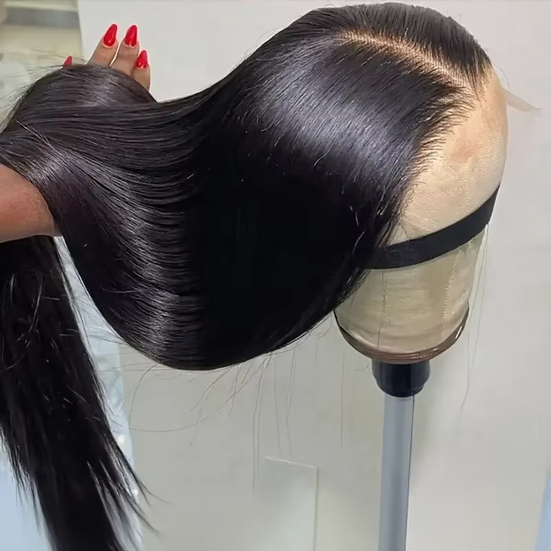 Perruque Lace Front en Cheveux Humains Raides Brésiliens 2026 pour Femmes – Sans Colle – En Promotio