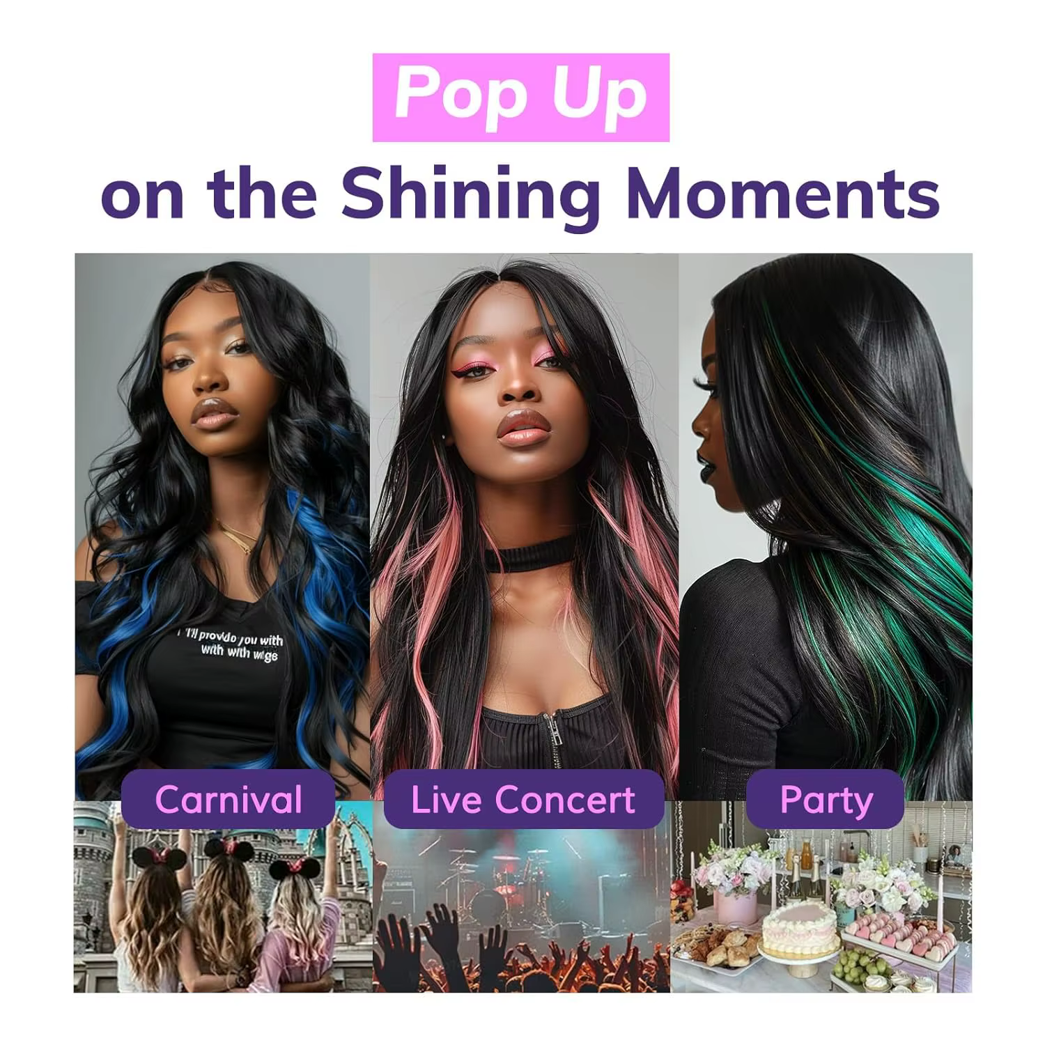 VEYDA Extensions de cheveux colorées à clipser pour filles, 22 pouces, couleurs Omber, cheveux raide