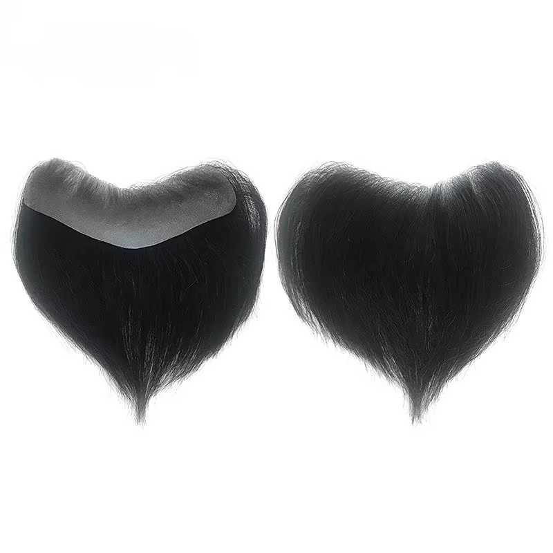 Hommes délié toupet postiche naturelle pour homme PU avant toupet perruques Remy cheveux avec peau m