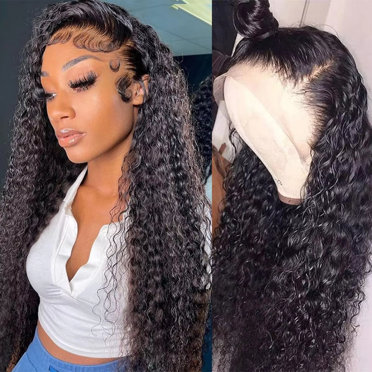 Perruque frontale Deep Wave 300 densité 13x6 HD sans colle 100% cheveux humains, perruque Lace Front