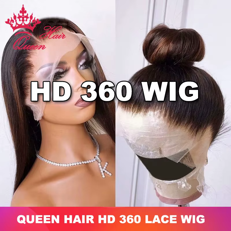HD 360 Frontal Lace Wig Raw Human Hair Invisible Melt Skin HD Lace Wig Straight High Ponytail Availa