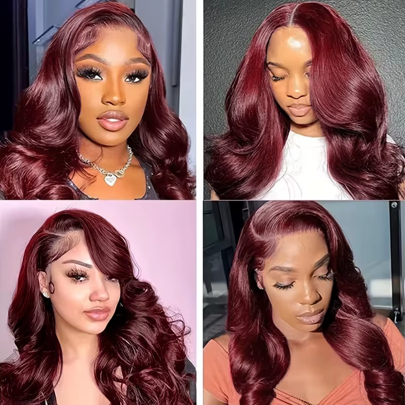 Extensions de Cheveux Humains Bruts 100% Non Traités 16A, Bundles Ondulés Bourgogne 99j, Lot de 3 ou