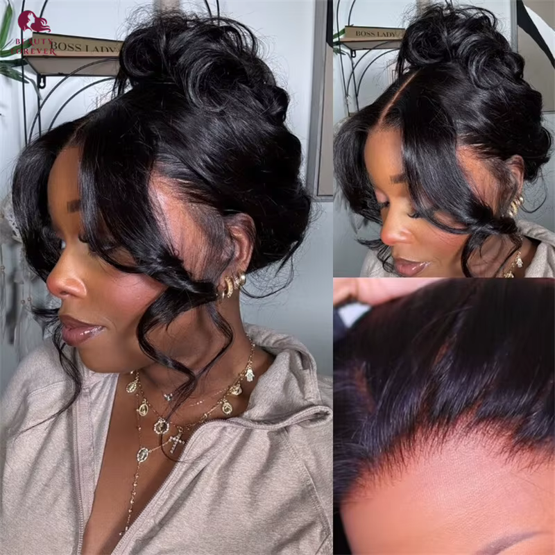 Beauty Forever HD véritable cuir chevelu sans colle perruque de cheveux humains 13x4 Bye Bye noeuds 