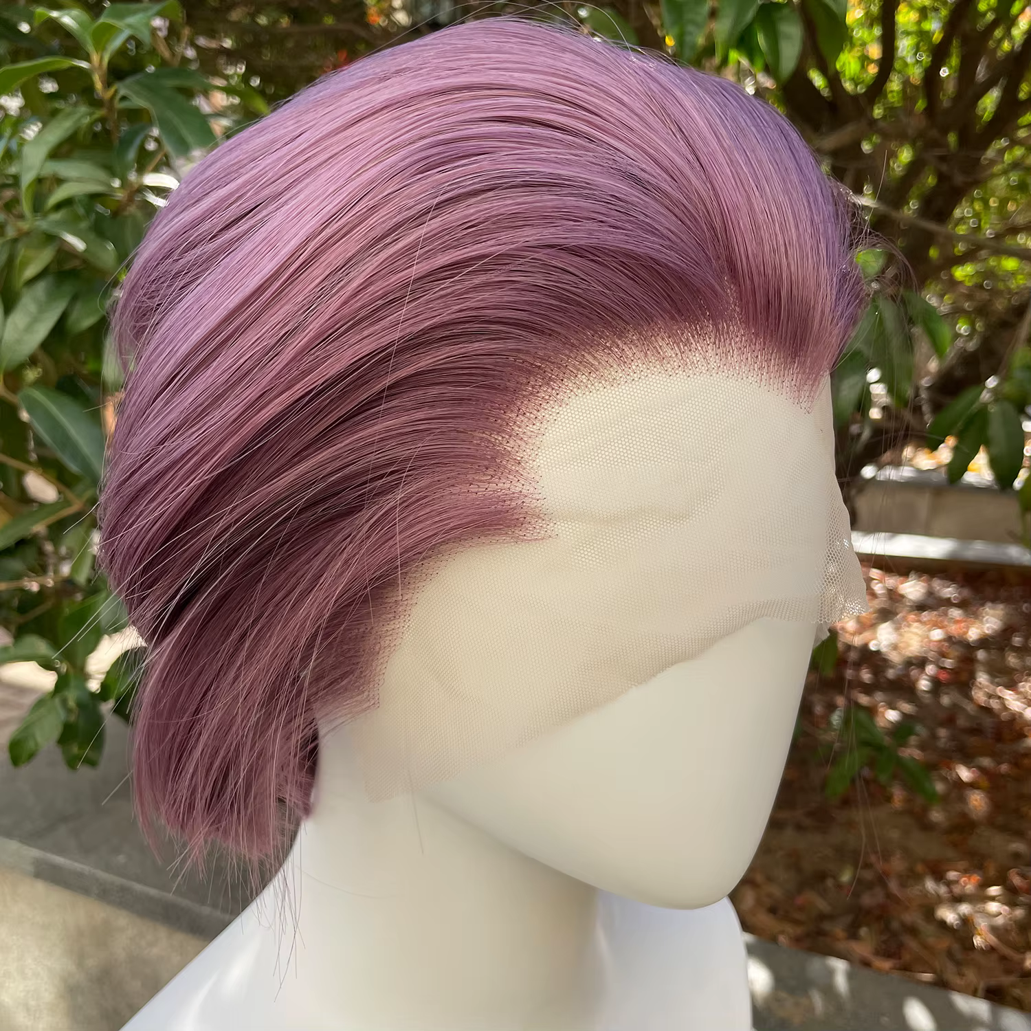 Perruque synthétique mixte violette Widow's Peak pour hommes, perruque Lace Front Wig 13x4, coupe Bo
