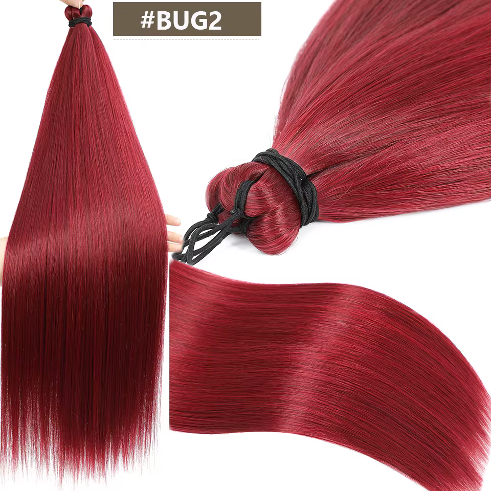 Magicae Crochet tressage Ombre blond 27/613 synthétique soyeux Extensions de cheveux raides 28 pouce