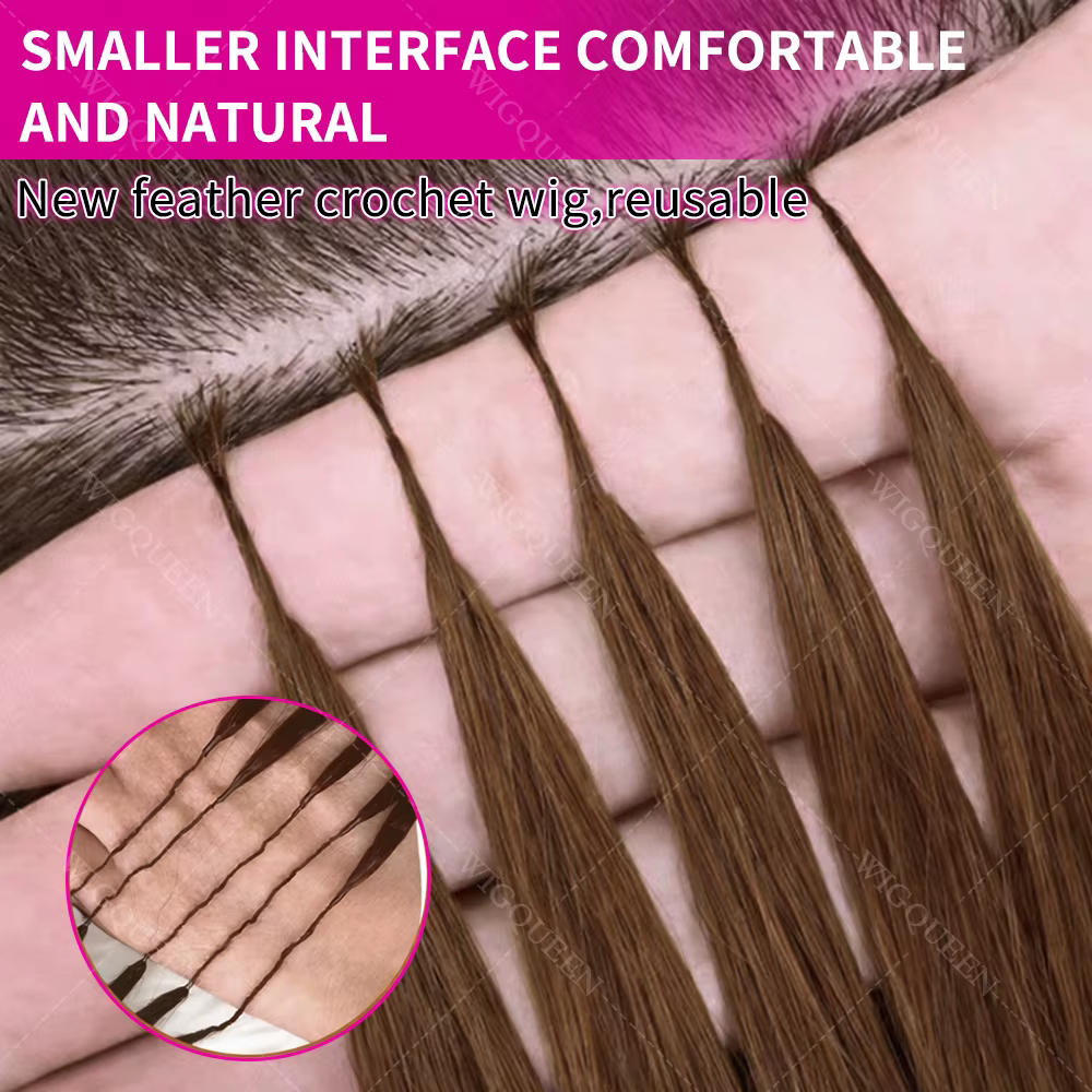 Extensions de cheveux humains pré-bouclées, mèches brunes ombrées, effet plume, soyeuses et lisses,