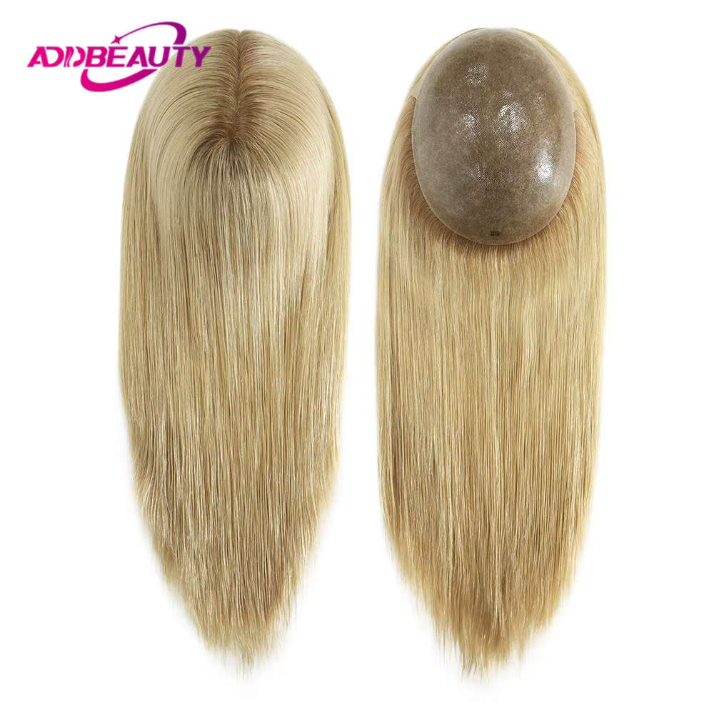 Femmes Topper complet PU 0.04-0.06mm perruques de cheveux humains droite 100% postiche humaine systè