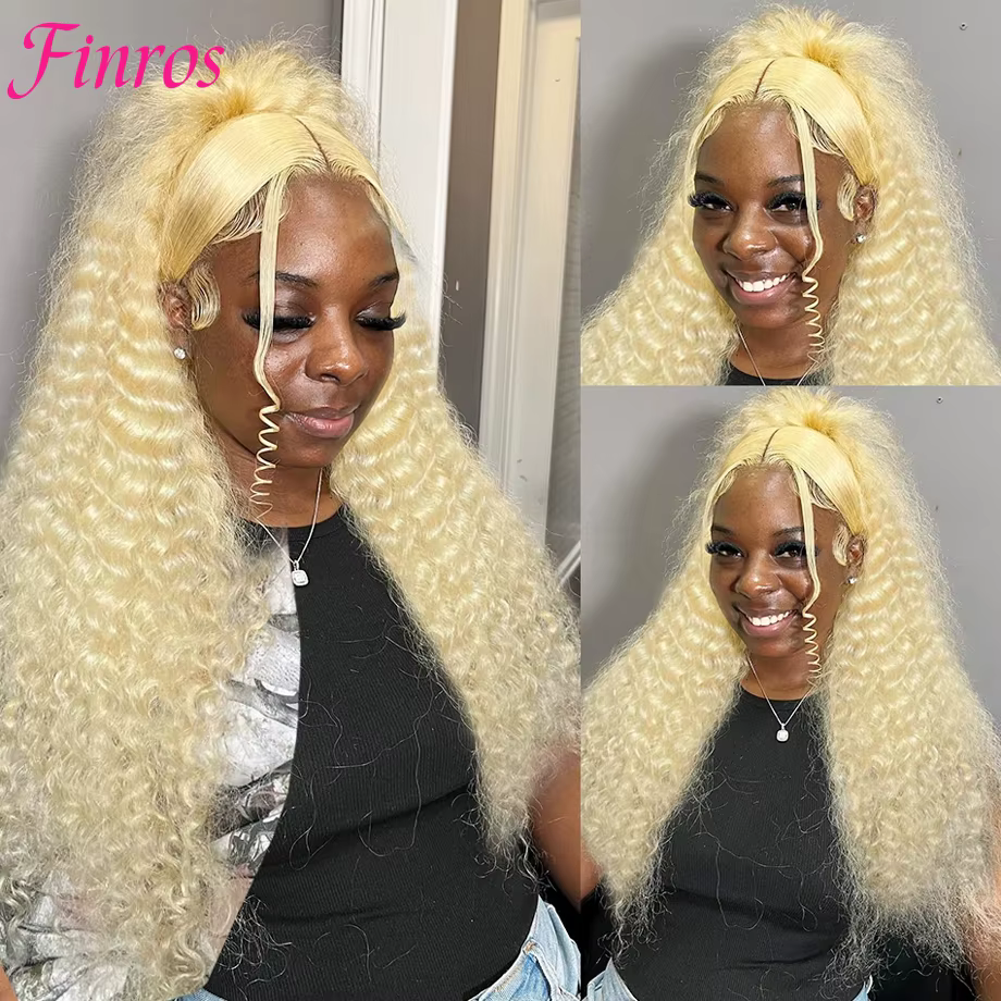Finros 613 Blonde 13x6 HD dentelle frontale perruque vague profonde 13x4 dentelle transparente boucl