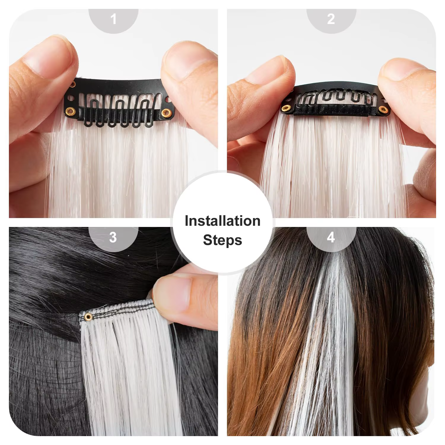 8 paquets d'extensions de cheveux synthétiques colorées 22 pouces droites à clipser sur la fête de n