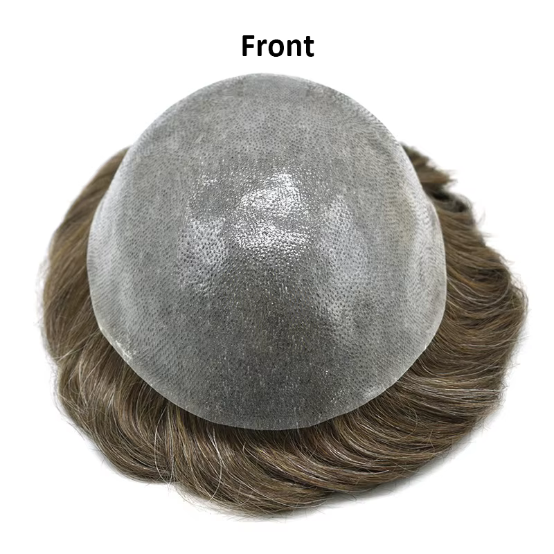 Vloop-Perruques de cheveux humains indiens en PU pour hommes, toupet, prothèse capillaire, cheveux n