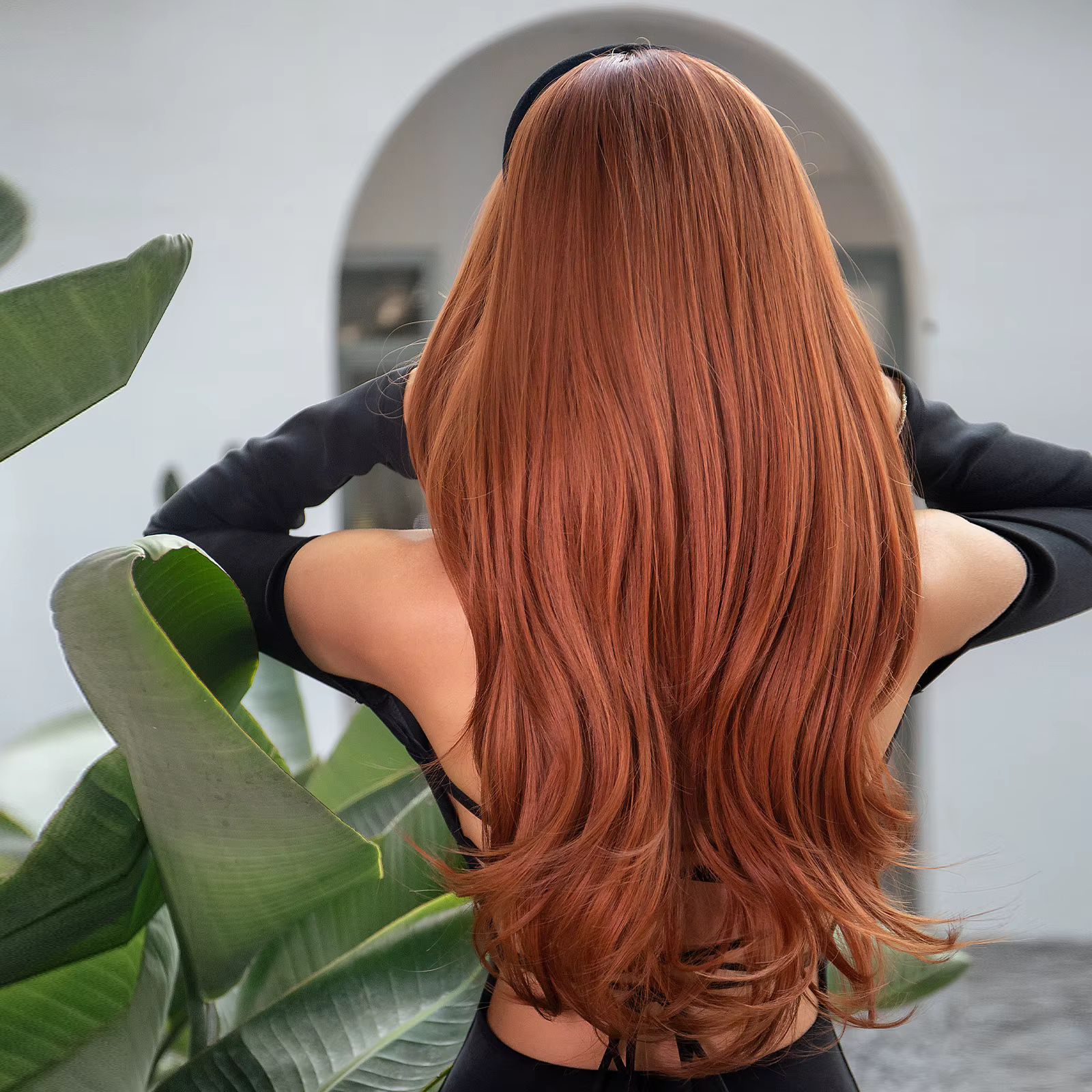 GEMMA – perruques synthétiques longues et lisses, rouge, marron, cuivre, gingembre, ondulées naturel