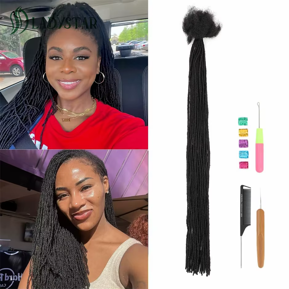 Extensions Loc cheveux humains 0.2cm épaisseur 8 pouces 30 brins Extensions Dreadlock 100% vrais che