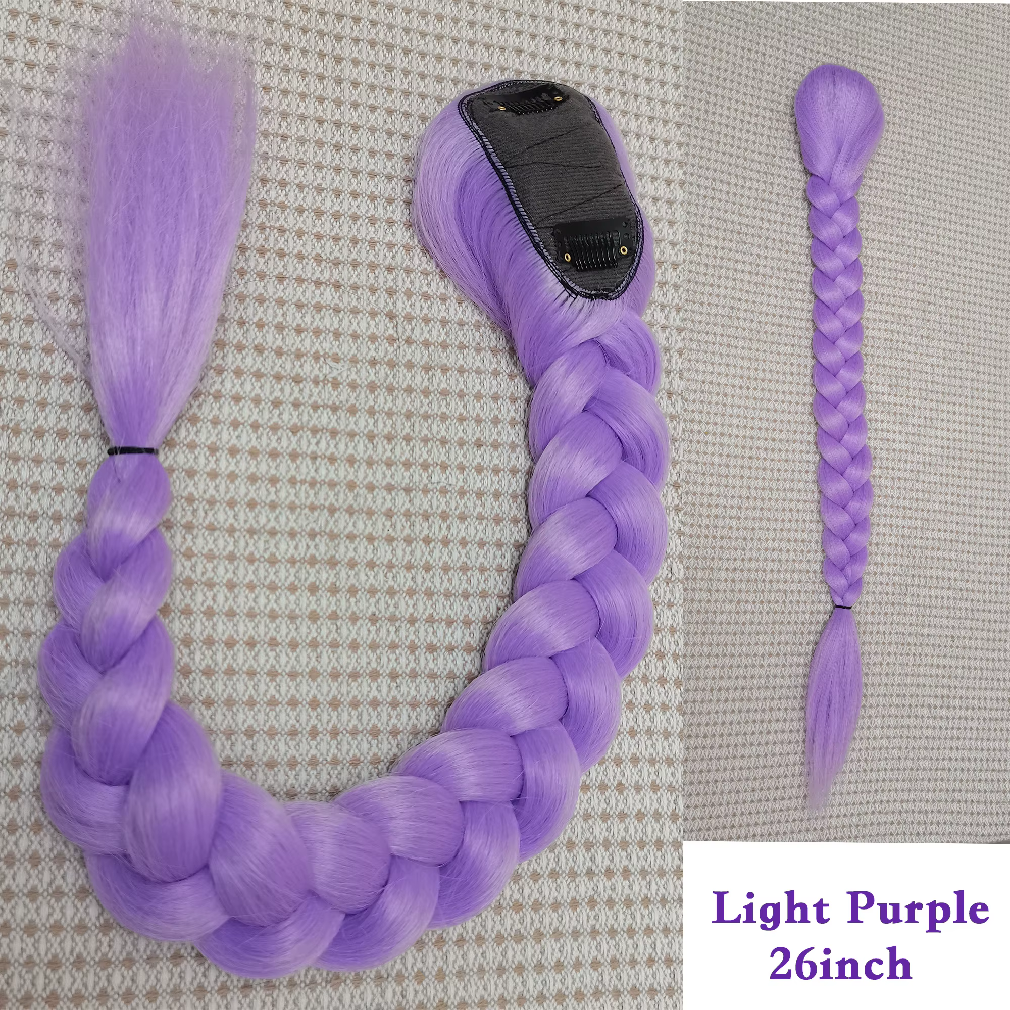 Extensions de cheveux synthétiques tressées violettes pour cosplay, 26 pouces, queue de cheval facil