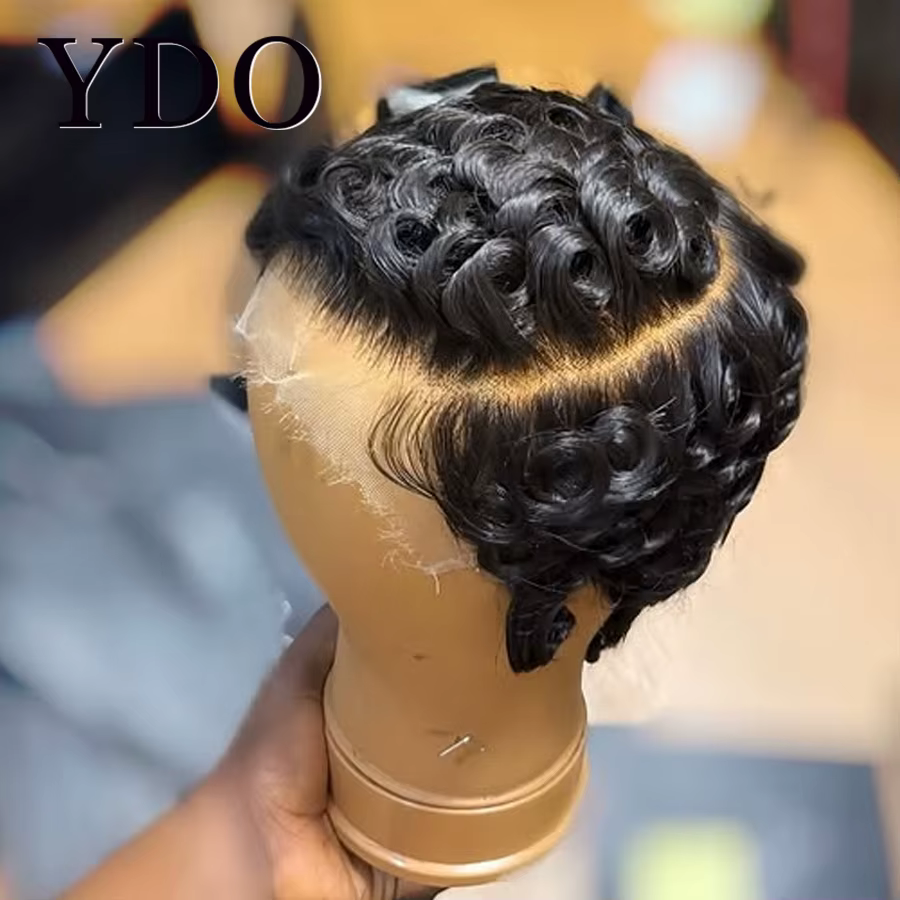 Chioma bouclés Pixie sans colle 4x4 HD dentelle fermeture perruque 13X4 HD pleine frontale perruque 