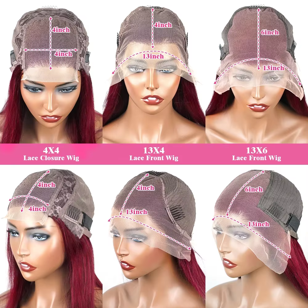 250% 30 36 pouces bordeaux 13x6 Hd dentelle frontale perruque de cheveux humains Wear & Go sans coll