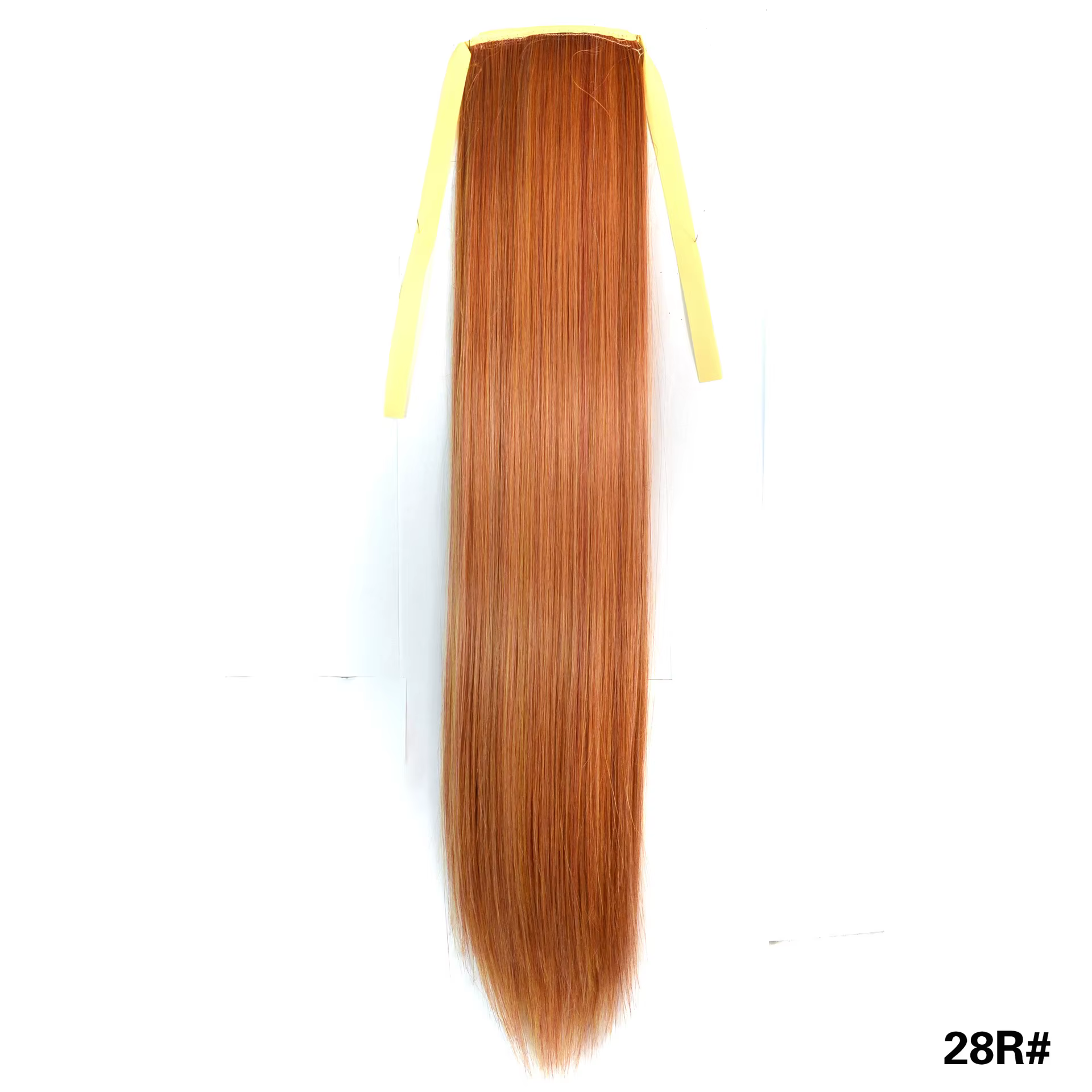 Extensions de queue de cheval longues et droites à clipser, en cheveux synthétiques, couleurs rouge,