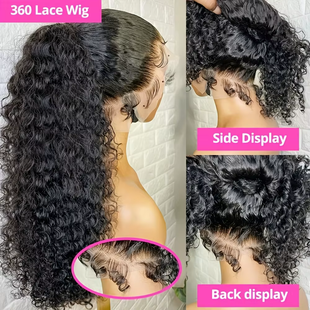 Perruque Lace Front Wig 360 HD sans colle pour femmes, cheveux humains, Deep Wave, 13x4, 13x6, avec