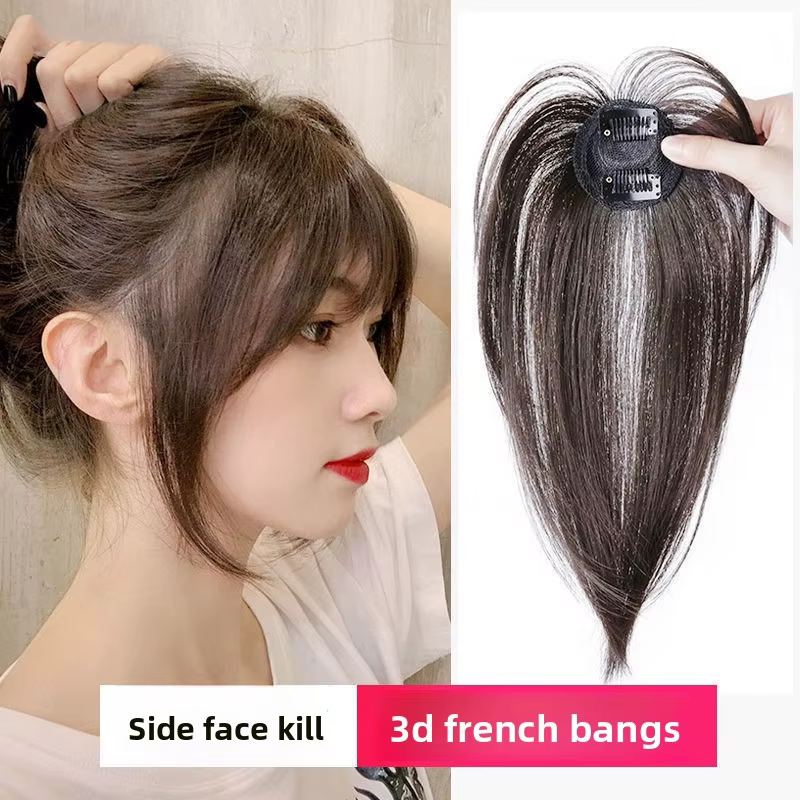 Frange de cheveux frange latérale pour femmes 3D partie centrale fausse frange Extensions à clips po