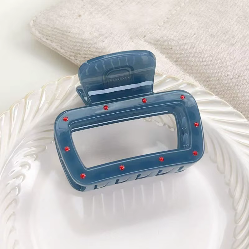 Pinces à cheveux en plastique bleu poussière avec une forte adhérence et une décoration mignonne, pa