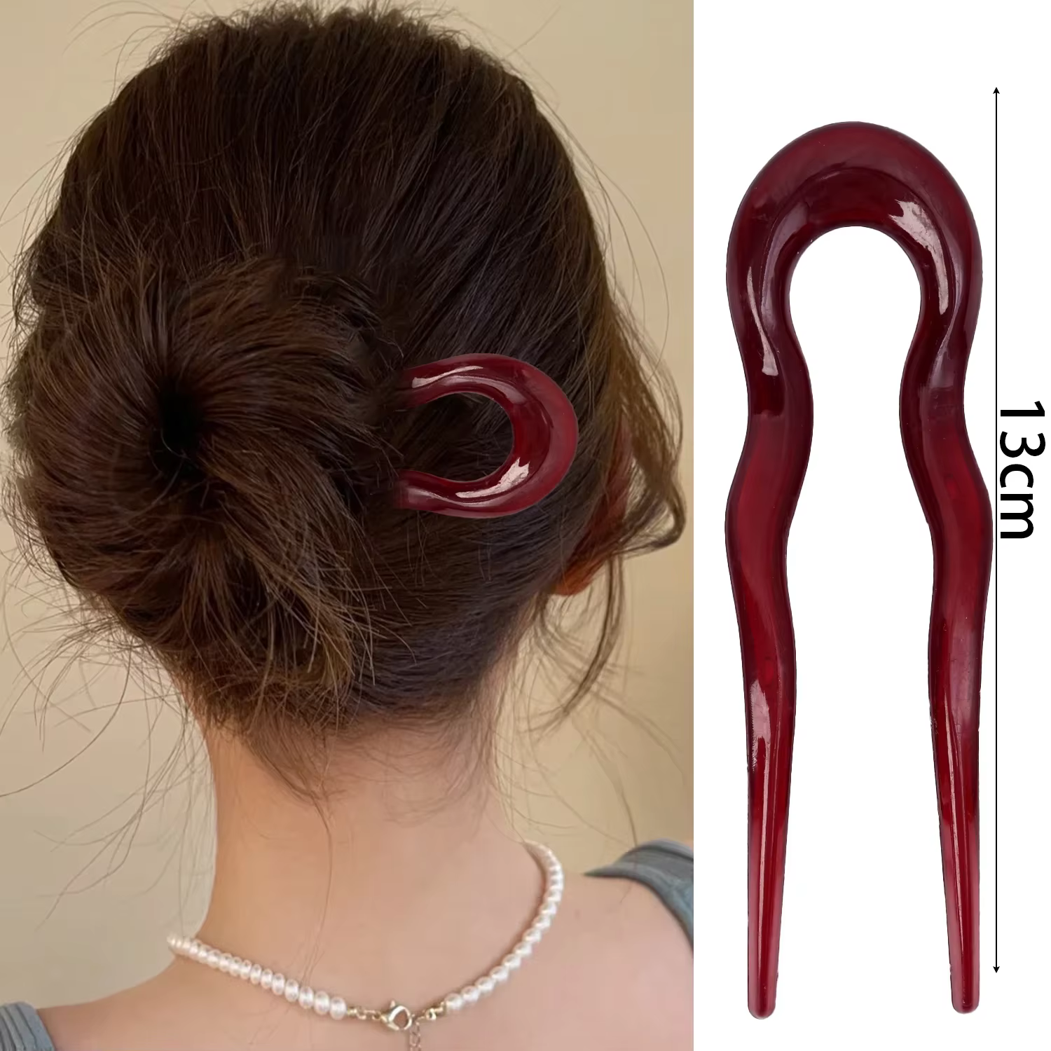 Pince à cheveux torsadée française en acétate, épingle à cheveux ondulée en forme de U, Vintage, coq