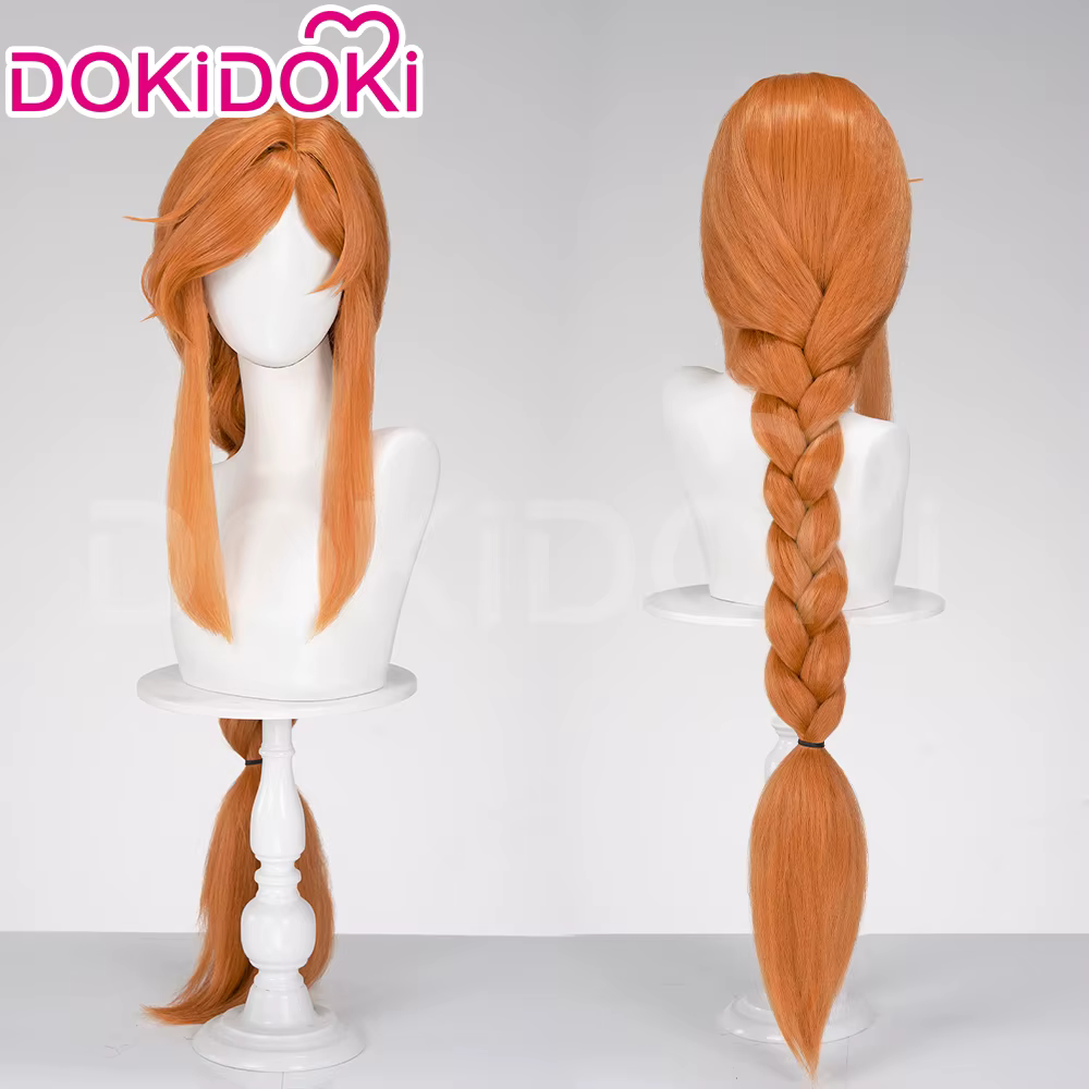 EN STOCK Flamme perruque Anime DokiDoki Flamme Cosplay femmes 100 cm de Long Orange perruque casquet