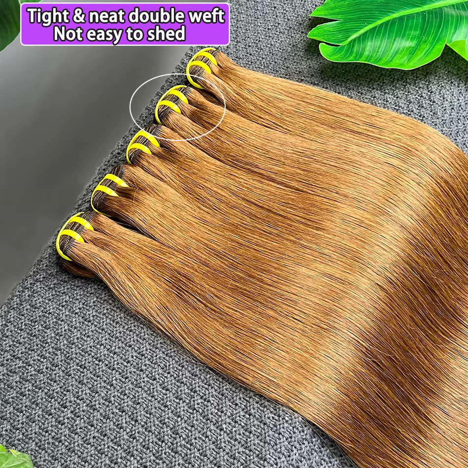 # 4 paquets de cheveux humains lisses de couleur brun foncé, double trame, 100% cheveux vietnamiens,