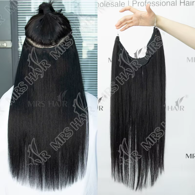 Clip Invisible dans les Extensions de cheveux cheveux humains ligne de fil de poisson 4 Clips postic