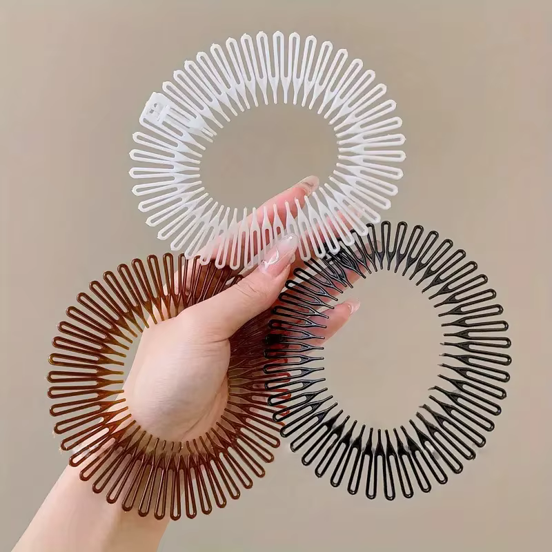 Bandeaux flexibles à cercle complet, peigne à cheveux extensible en plastique élégant pour la coiffu