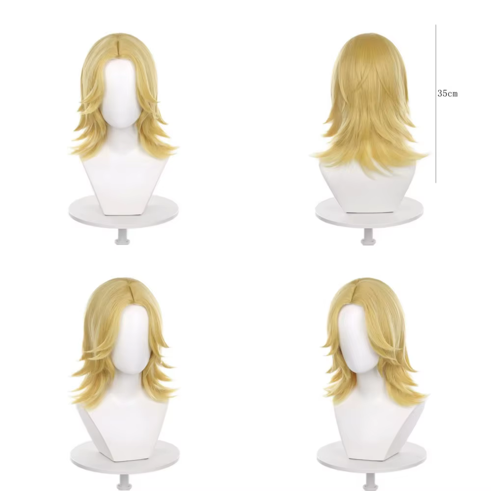 Perruque de Cosplay Anime Johnny Joestar, cheveux synthétiques blonds mi-longs et lisses, accessoire