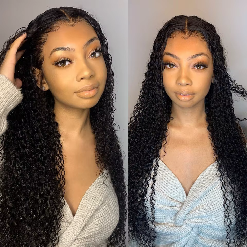 HairUGo – perruque Lace Front wig brésilienne non-remy naturelle, cheveux Jerry bouclés, 13x4, 13x4,