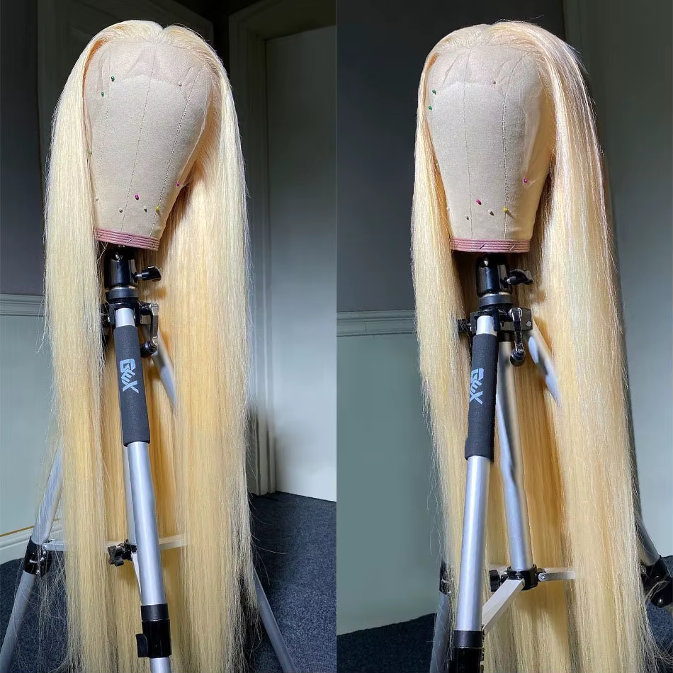 13x6 HD Transparent 613 Blonde dentelle frontale perruques de cheveux humains brésilien droite dente
