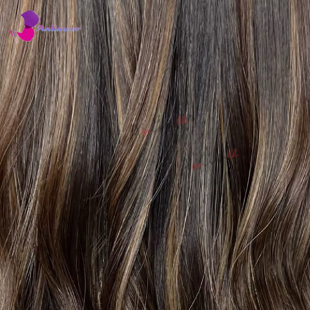 Perruques Lace Front Body Wave Marron avec Mèches, Base en Soie / Perruque Full Lace Densité 200 pou