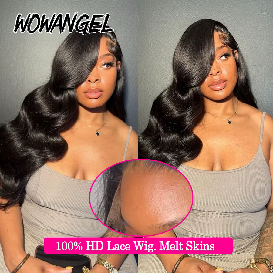 WOWANGEL 13x6 HD dentelle avant perruques 34 pouces vague de corps sans colle perruque de cheveux hu