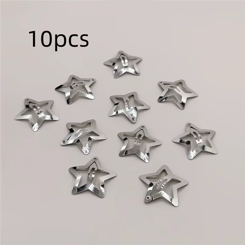 10 pinces à cheveux en forme d'étoile, accessoires pour cheveux en métal argenté antidérapants pour 