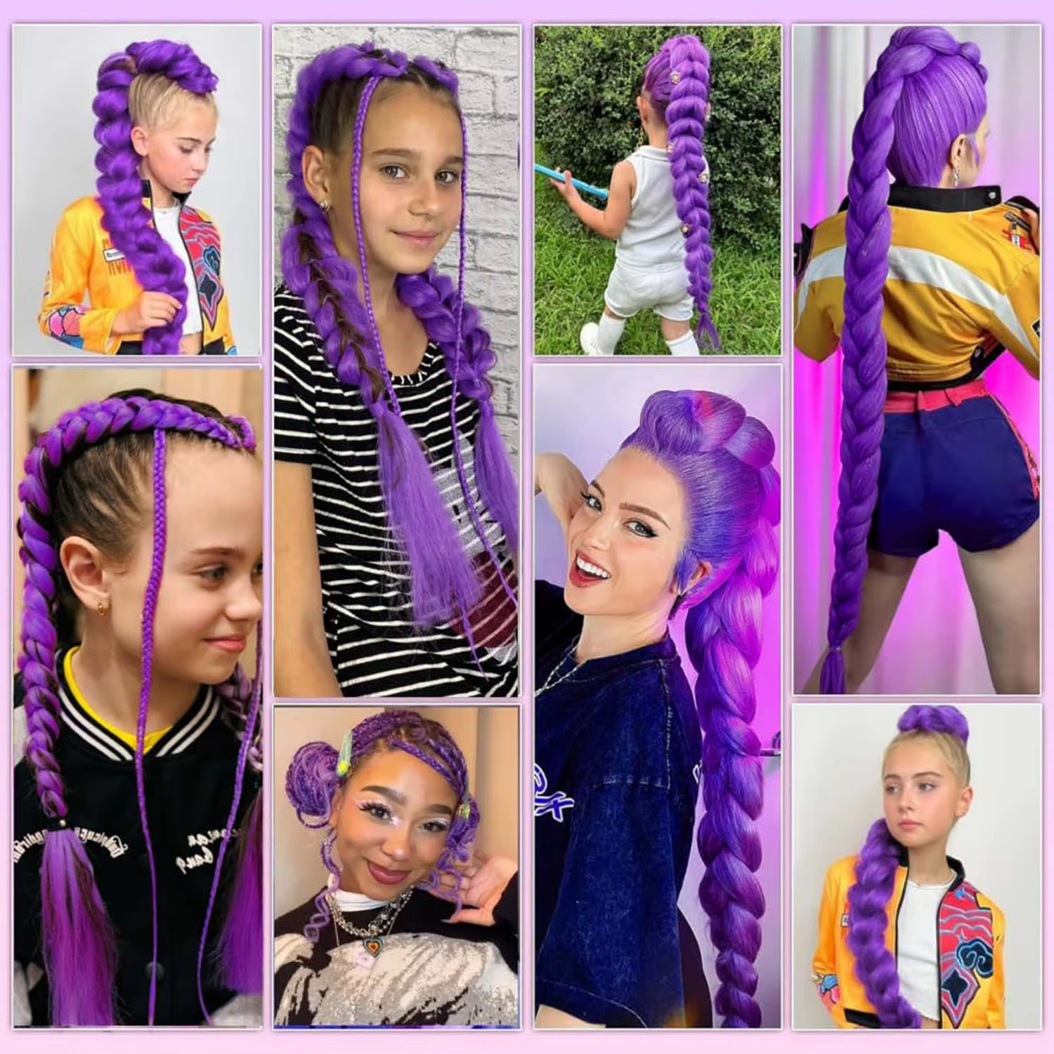 Extensions de cheveux synthétiques tressés violets longs de 24 pouces pour tresses Ru mi cheveux tre