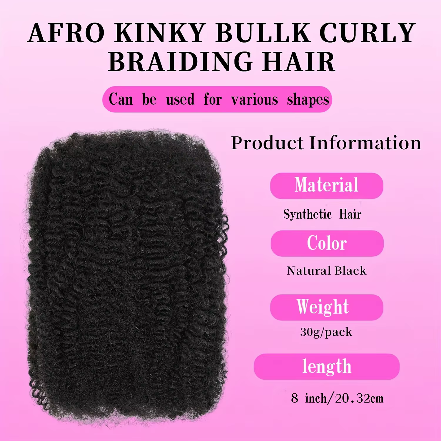 Afro Kinkys cheveux synthétiques en vrac pour Extensions de Dreadlock Loc réparation tressage torsio