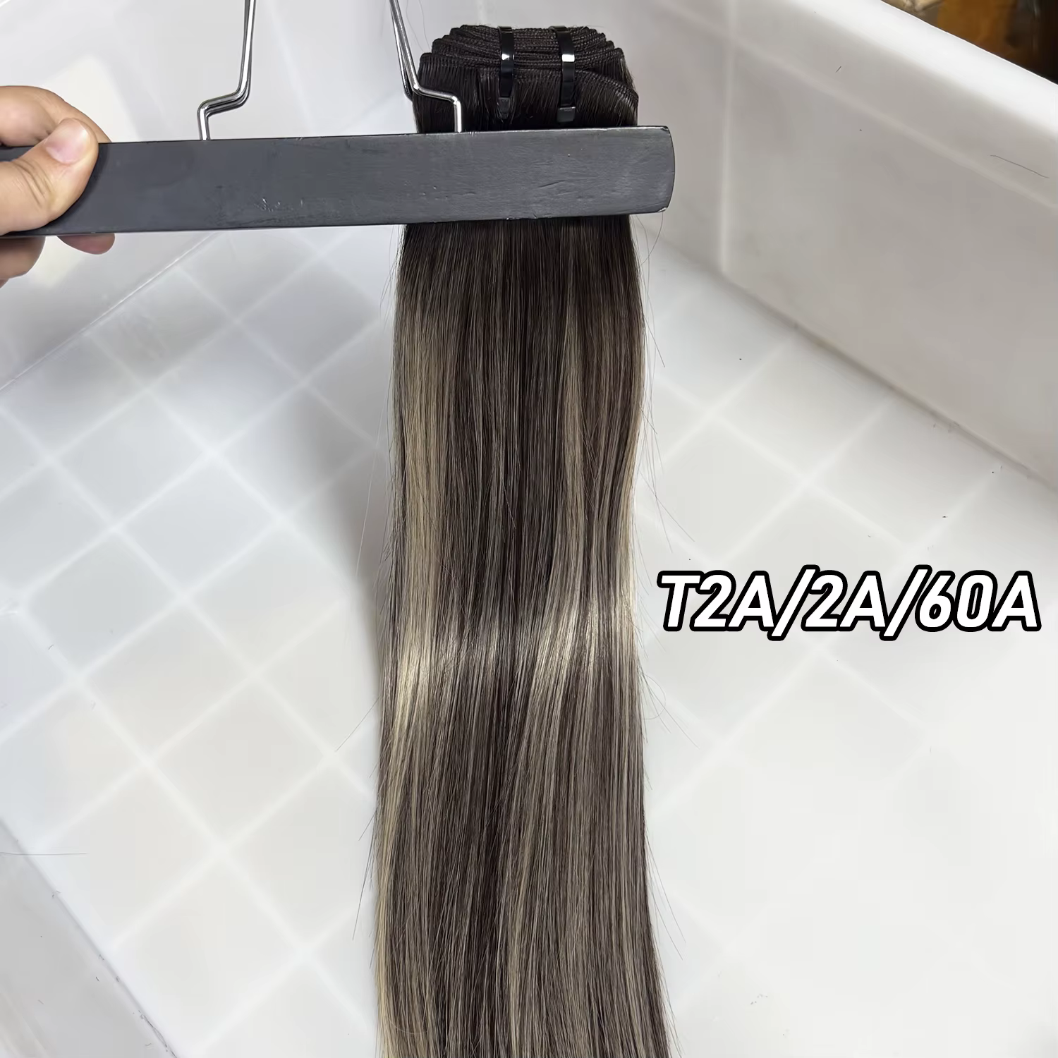 Extensions de cheveux vietnamiens Genius Weft 100G/PIECE, 16-28 pouces, blond ombré, lisses, en chev