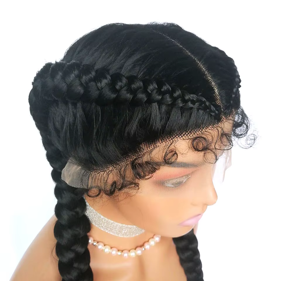 Perruque tressée 360 Lace avec cornrows et baby hair, synthétique, pour femmes afro-américaines, 20