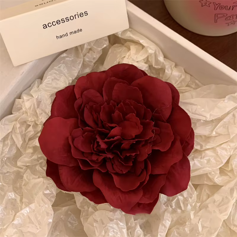 Pince à cheveux pivoine rétro pour femme, fleurs romantiques, pince latérale, pince à bec de canard,