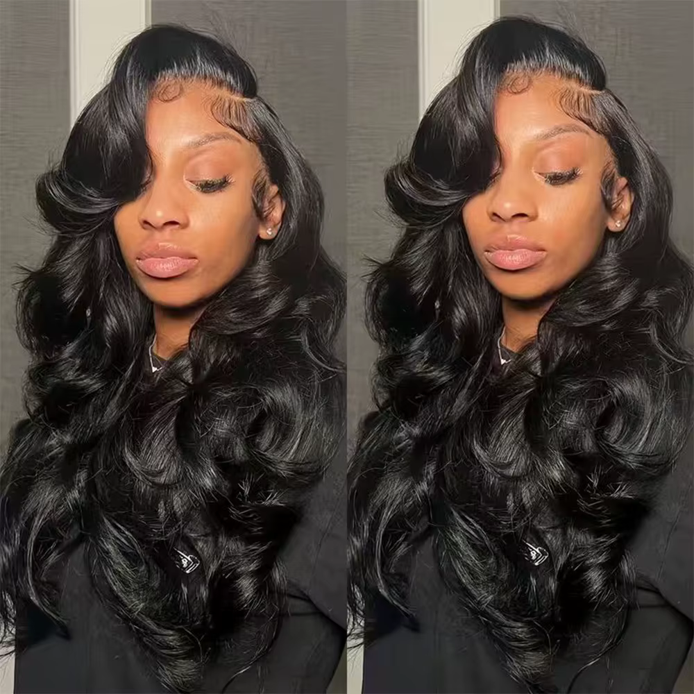 Perruques Lace Front Body Wave 13x6 en Cheveux Humains, Densité 200%, Pré-épilées, Pour Femmes Noire