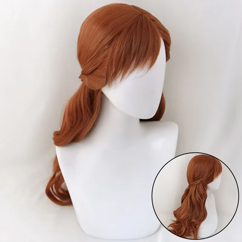 Anna Cosplay perruque princesse tresse perruques cheveux longue vague brune Cosplay Costume Hallowee