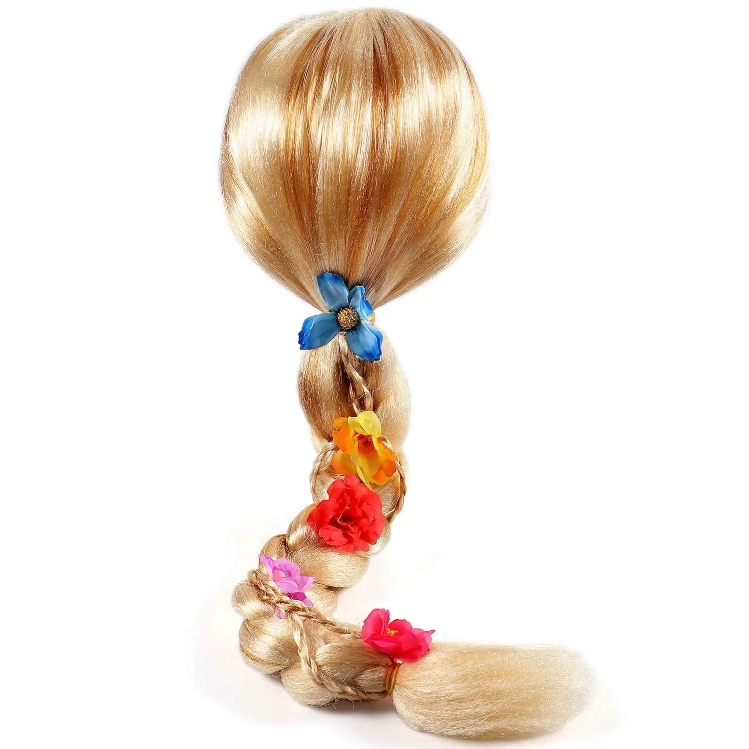 Enfants princesse Cosplay perruque filles raiponce habiller fleurs longue tresse perruque emmêlée gr