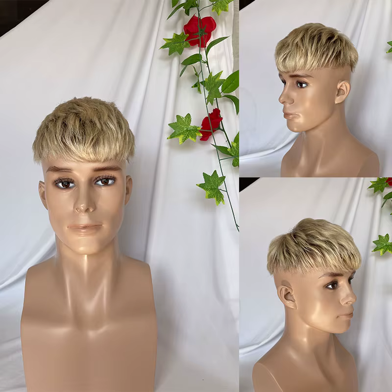 Perruque Courte pour Homme 3 Pouces, Cheveux Humains, Toupet en Dentelle Suisse, Prothèse Capillaire