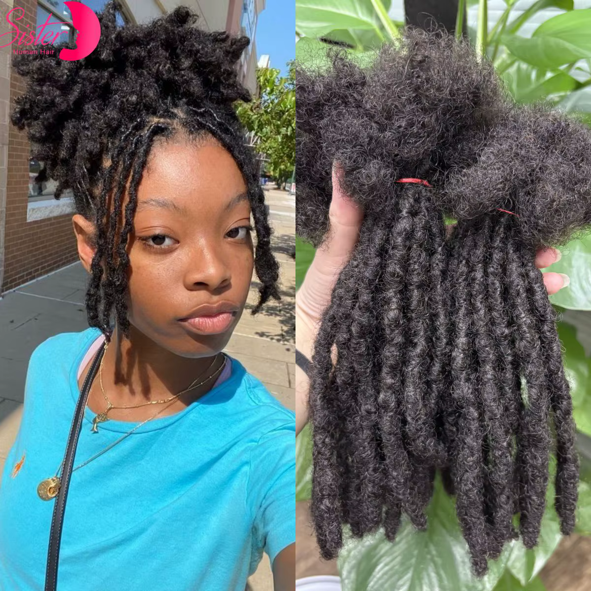 Loc Extension cheveux humains 0.6 cm largeur 8 pouces 50 brins à la main Dreadlock Inter Extension c