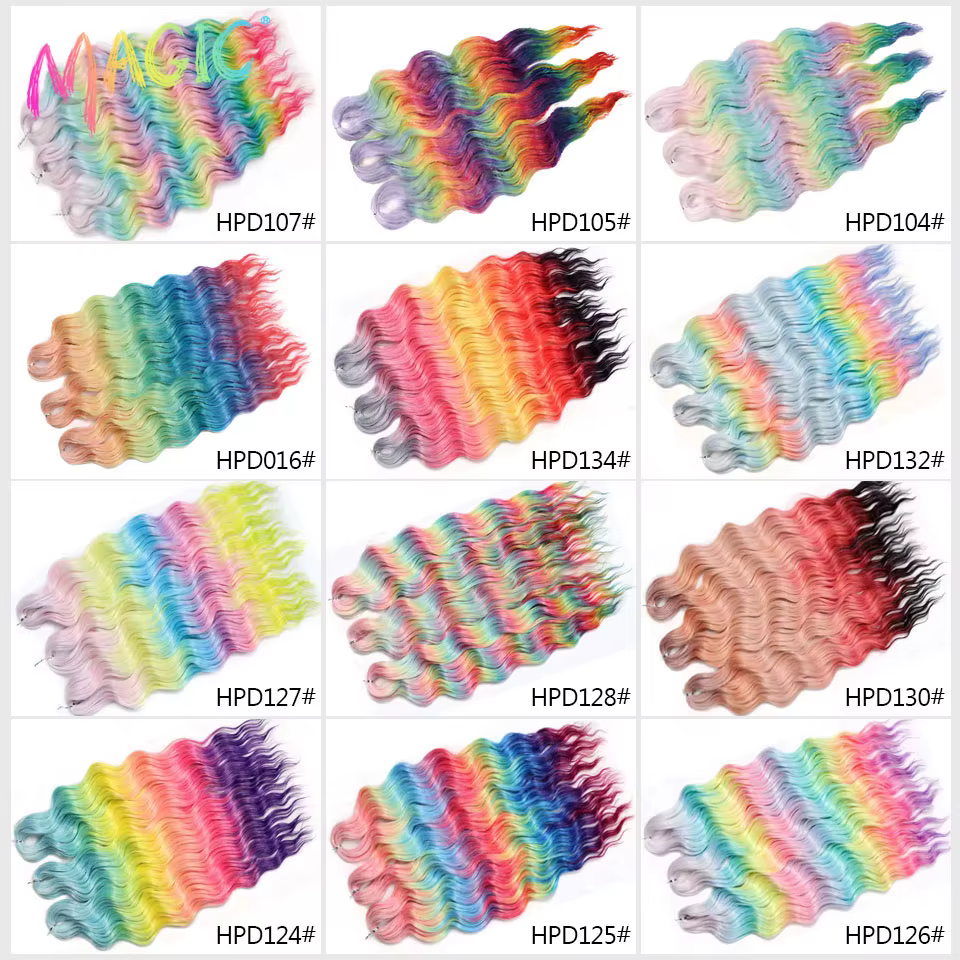 MAGIC Anna 24 pouces Crochet cheveux synthétiques vague d'eau tressage Extensions de cheveux Ombre a