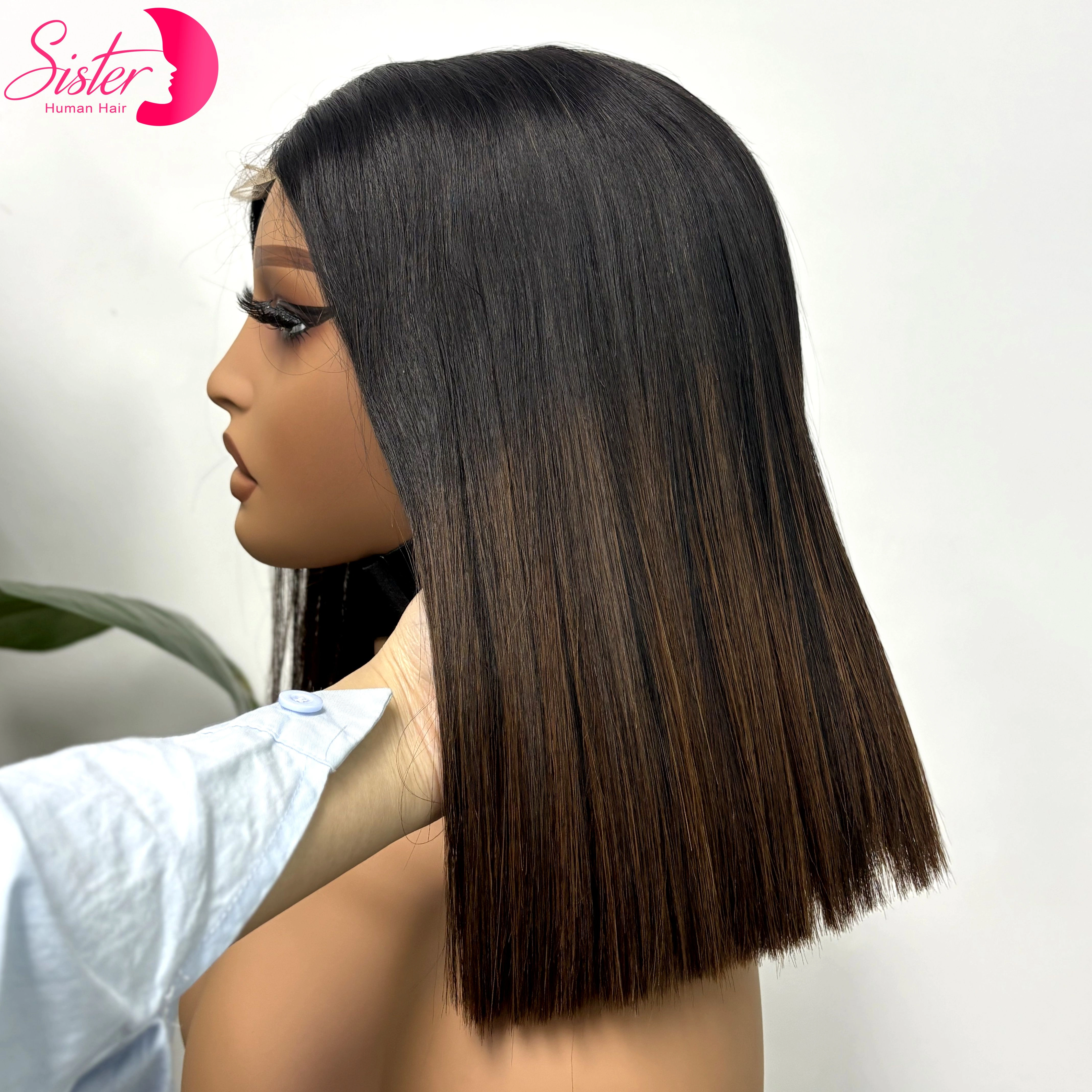 300% 2x6 HD dentelle 1BT4 chocolat brun os droit Bob perruques 16A Double dessiné cru vietnamien vie