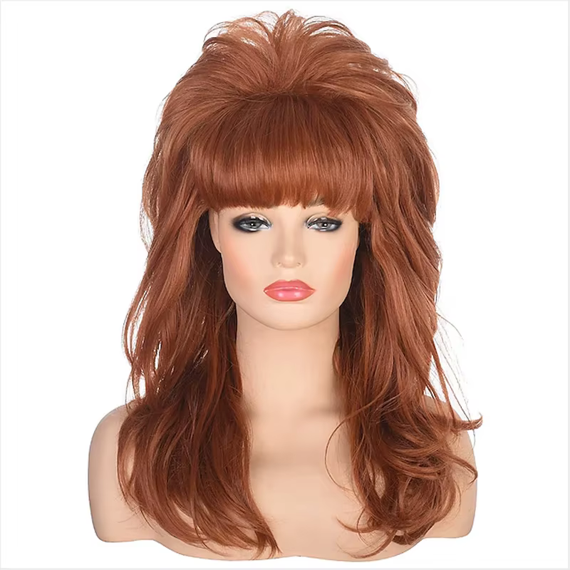 HAIRJOY 80s femmes Peggy Bundy ruche perruque longue ondulée cheveux synthétiques perruques pour fem