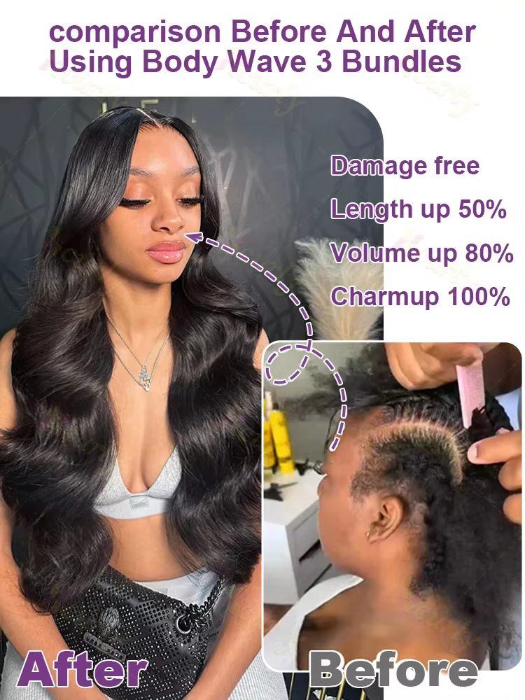 Extensions de Cheveux Humains Vierges Ondulés Non Traités Double Drawn Body Wave Raw 1 3 4 en Paquet