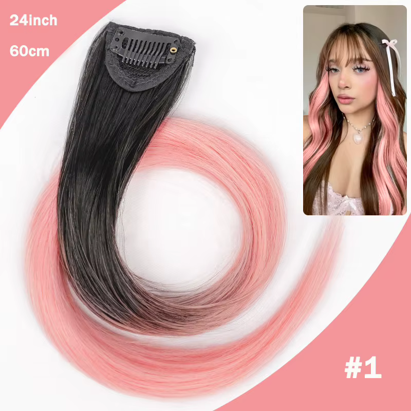 LUPU pinces à cheveux Extensions de cheveux perruque synthétique longue droite dégradé couleur pince